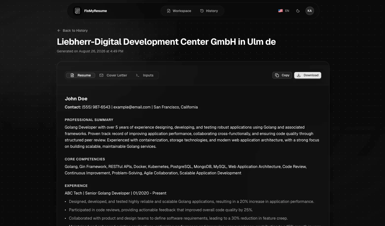 FixMyResume screenshot