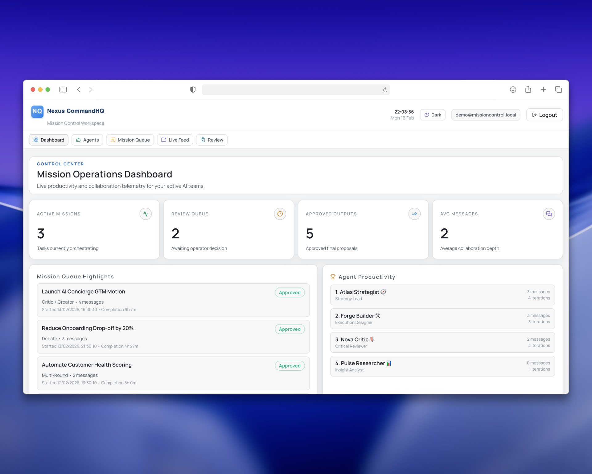 Nexus CommandHQ - Main product screenshot demonstrating key features and user interface