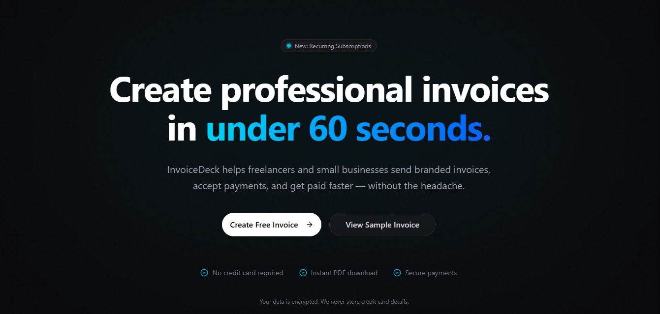 InvoiceDeck - Screenshot 2 showing product features and functionality