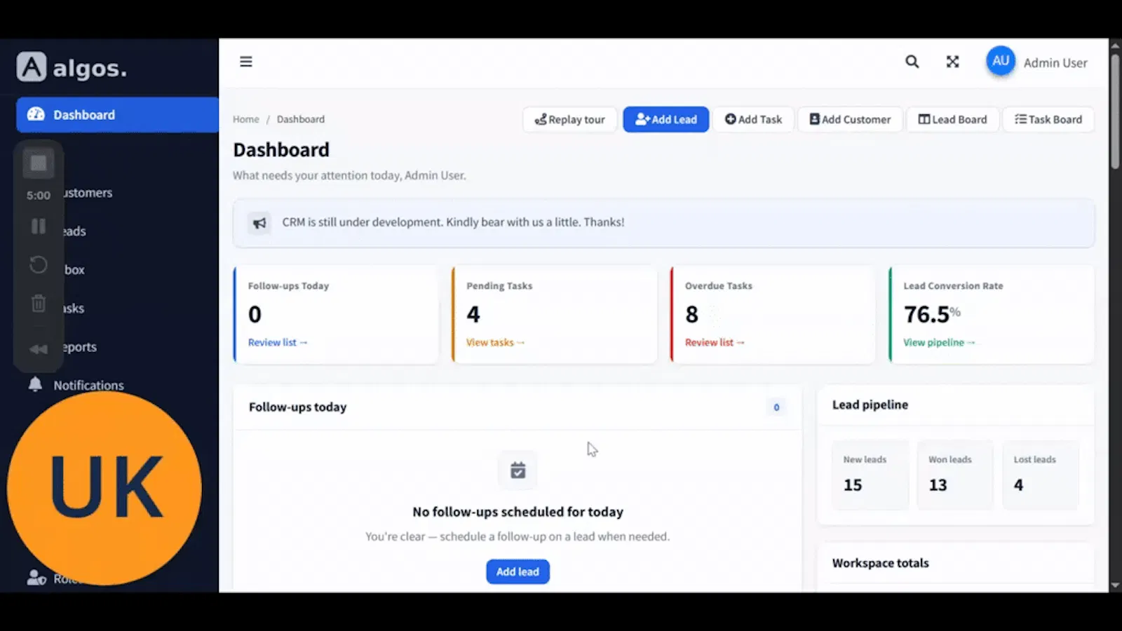 Algos CRM screenshot 1 (video preview)