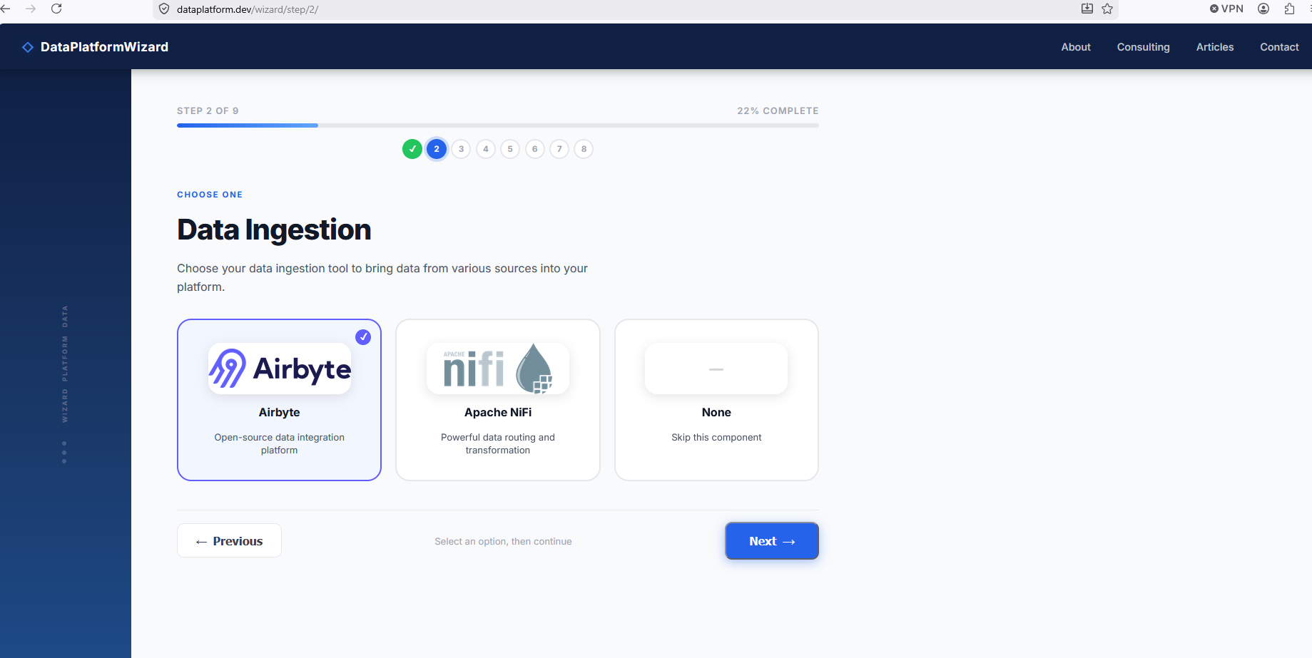 Data Platform Wizard — Build Your Stack gallery image