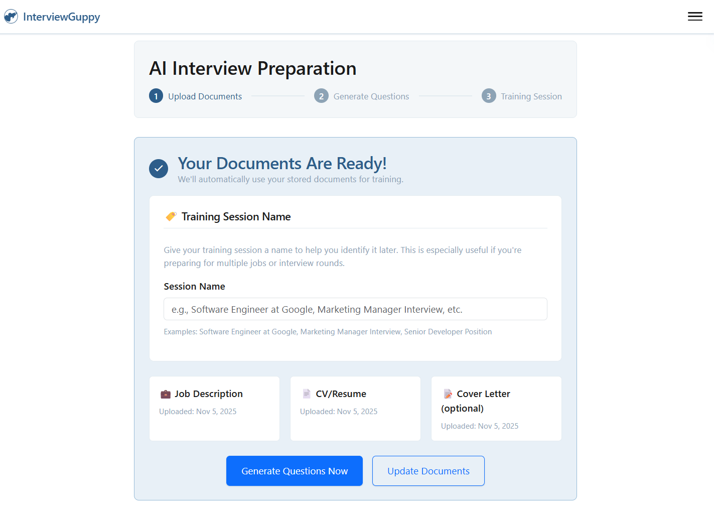 InterviewGuppy - Interview prep tool - Screenshot 2 showing product features and functionality