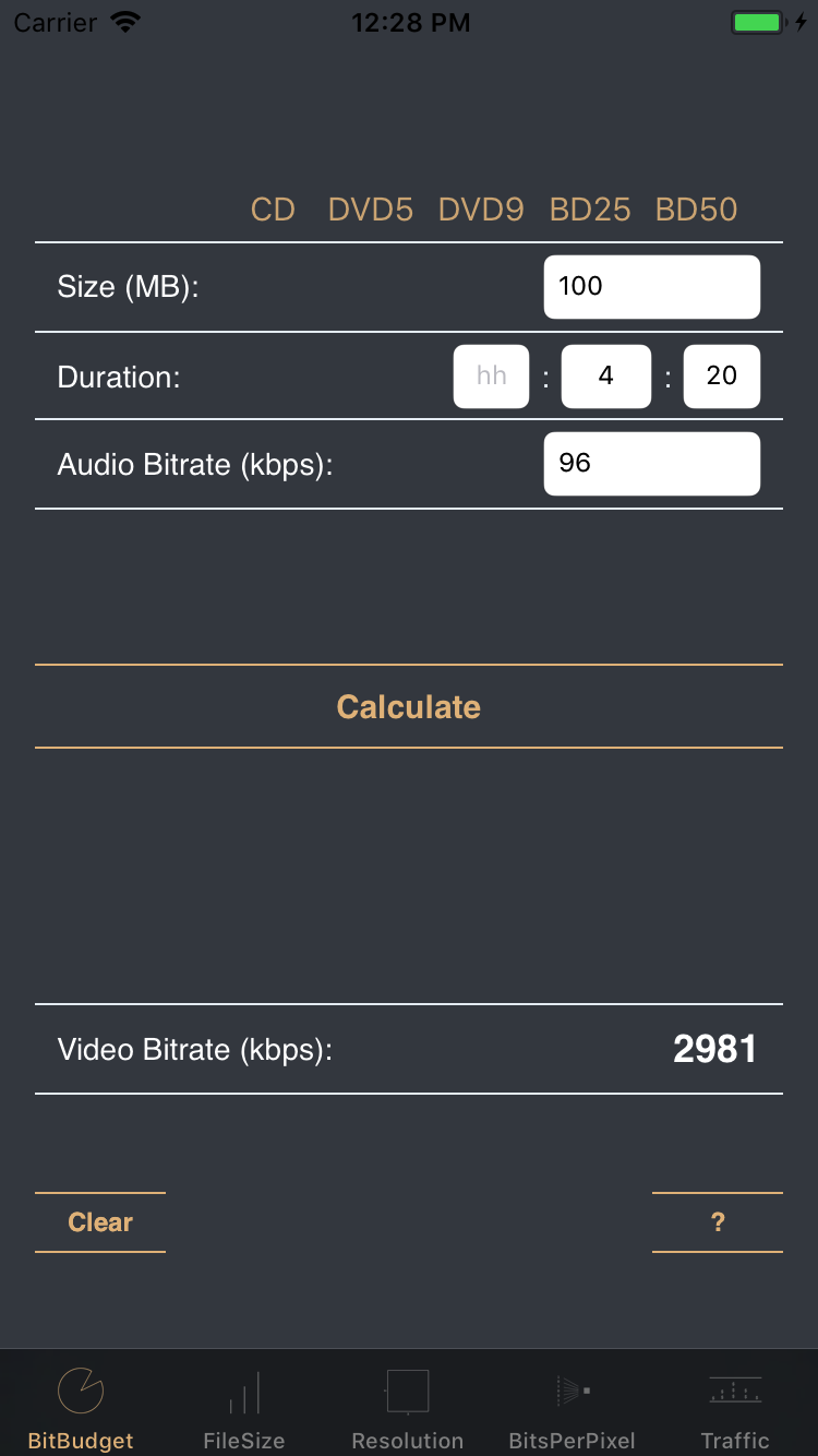 VidBitCalc - The Video Bitrate Calculator gallery image