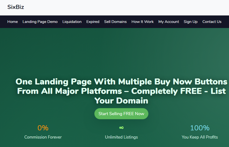 SixBiz.com Domain For Sale Landing Page gallery image