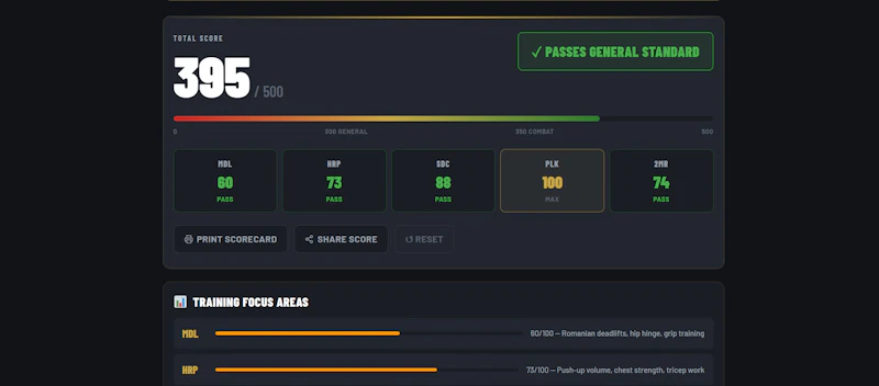 Army Fitness Test Calculator screenshot 3