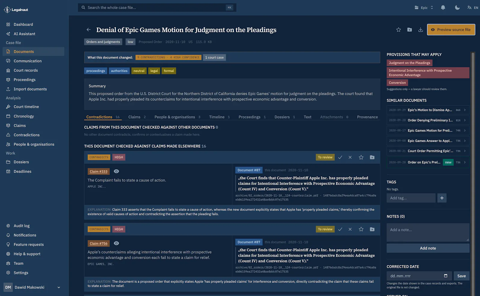 Legalnaut: AI Litigation & Case Analysis screenshot 15