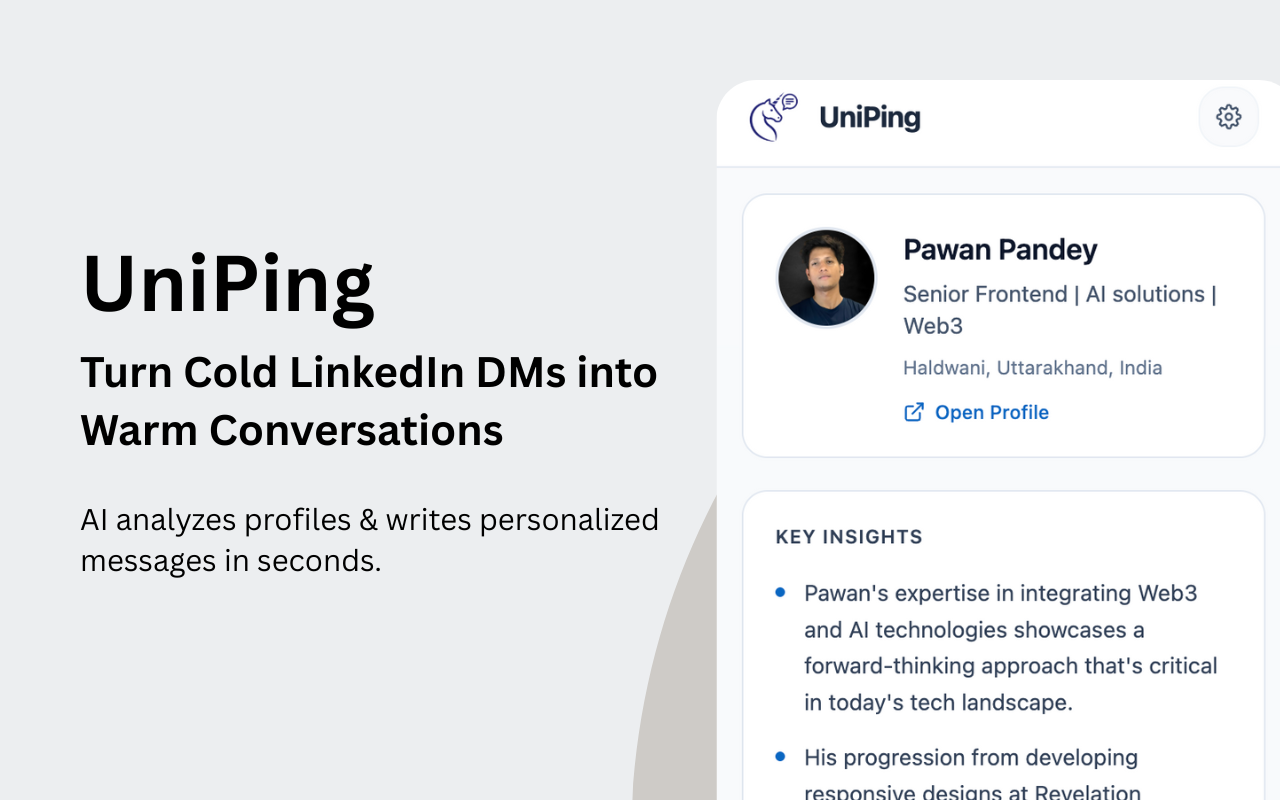 UniPing - Main product screenshot demonstrating key features and user interface