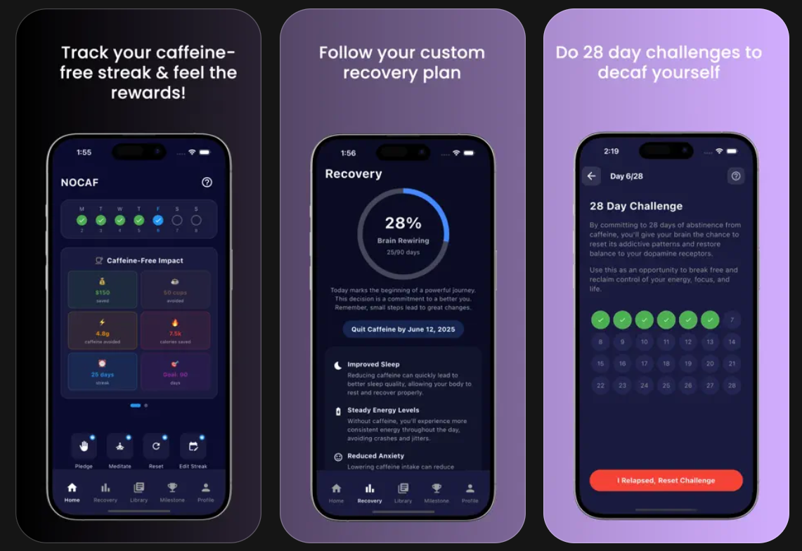 NOCAF App - Screenshot 2 showing product features and functionality