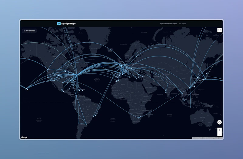 Flyt Map MyFlightMaps - Your Flighty flights, beautifully mapped | Product Hunt ...