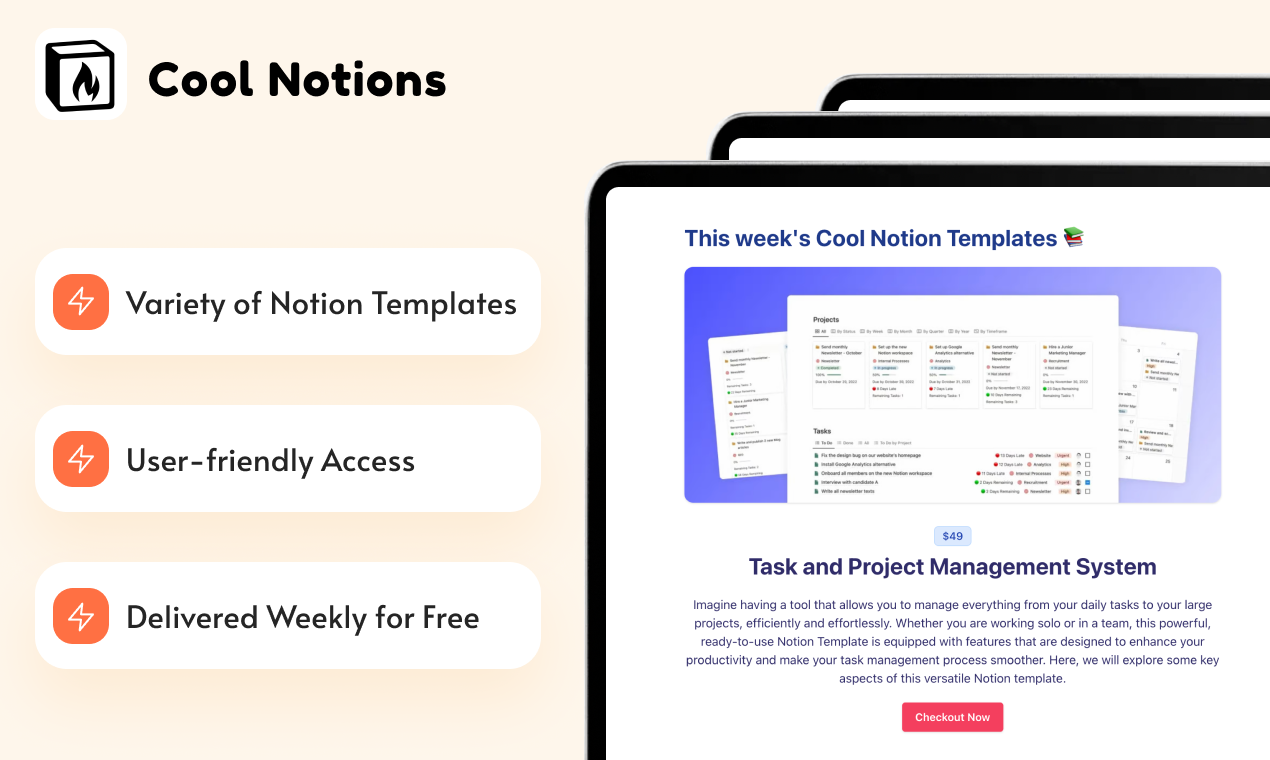 startuptile CoolNotions -  Weekly Notion Newsletter -Weekly Notion Templates Newsletter