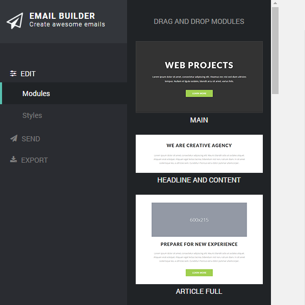 Free drag-n-drop email builder