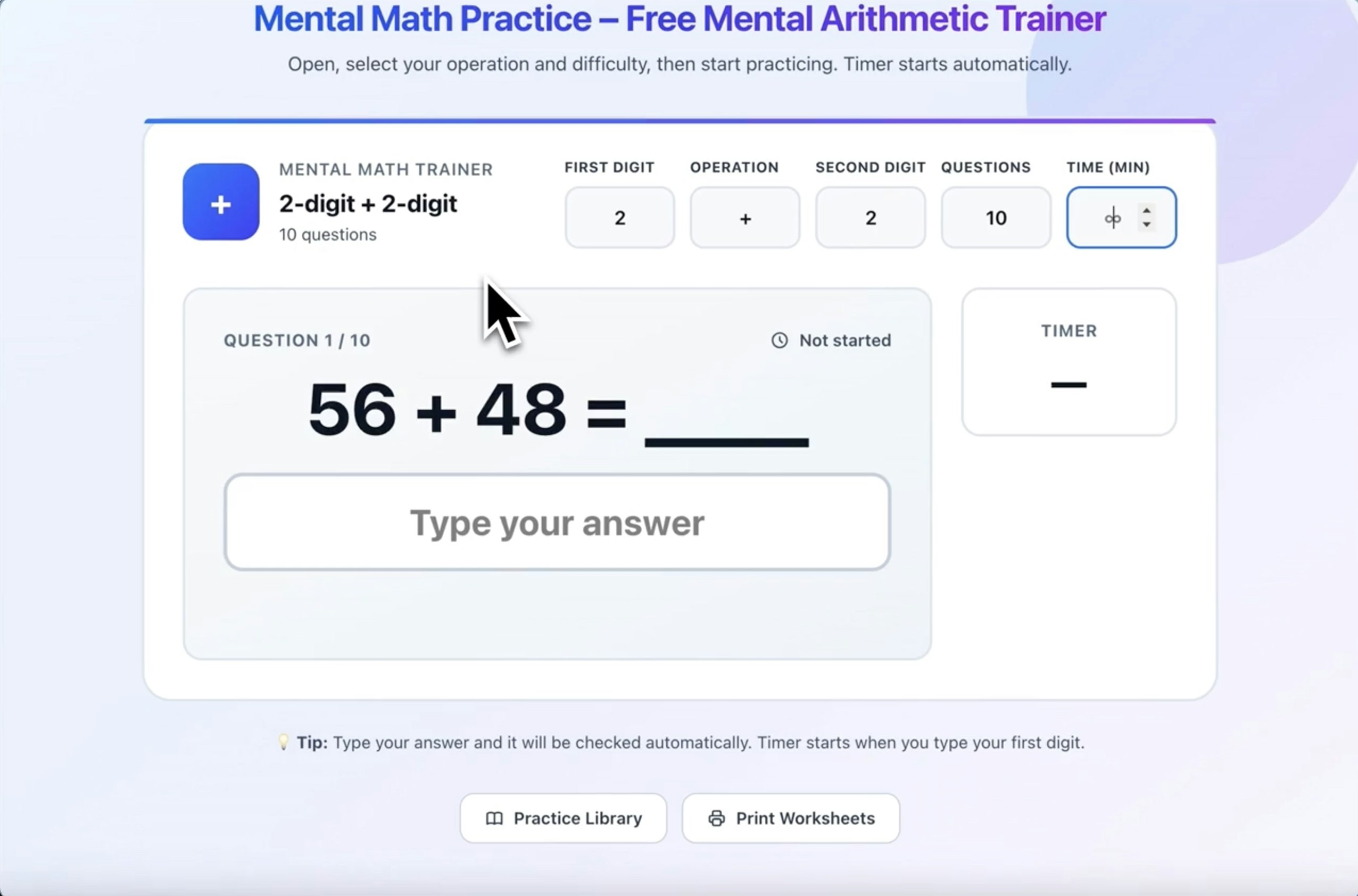 Mental Math Practice Trainer gallery image