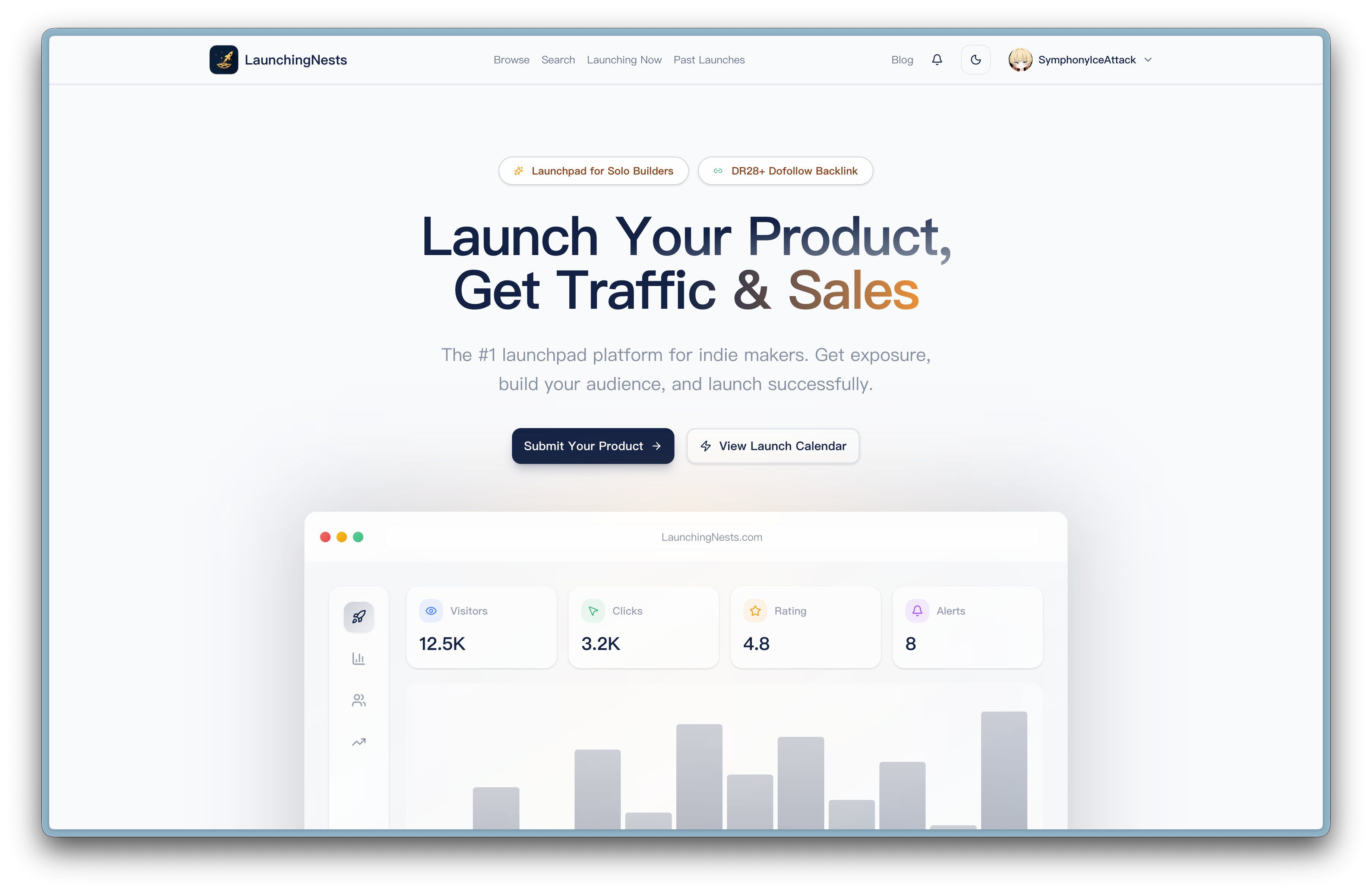 LaunchingNests - Main product screenshot demonstrating key features and user interface