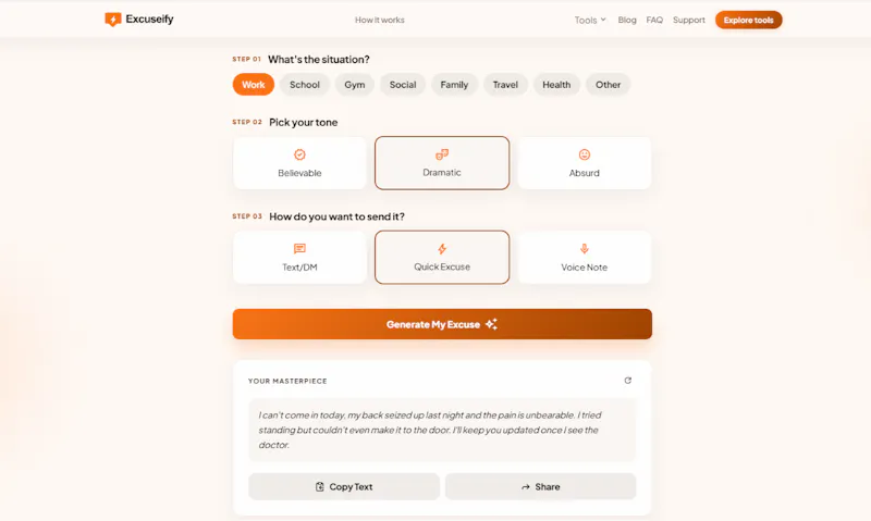Excuseify screenshot 3