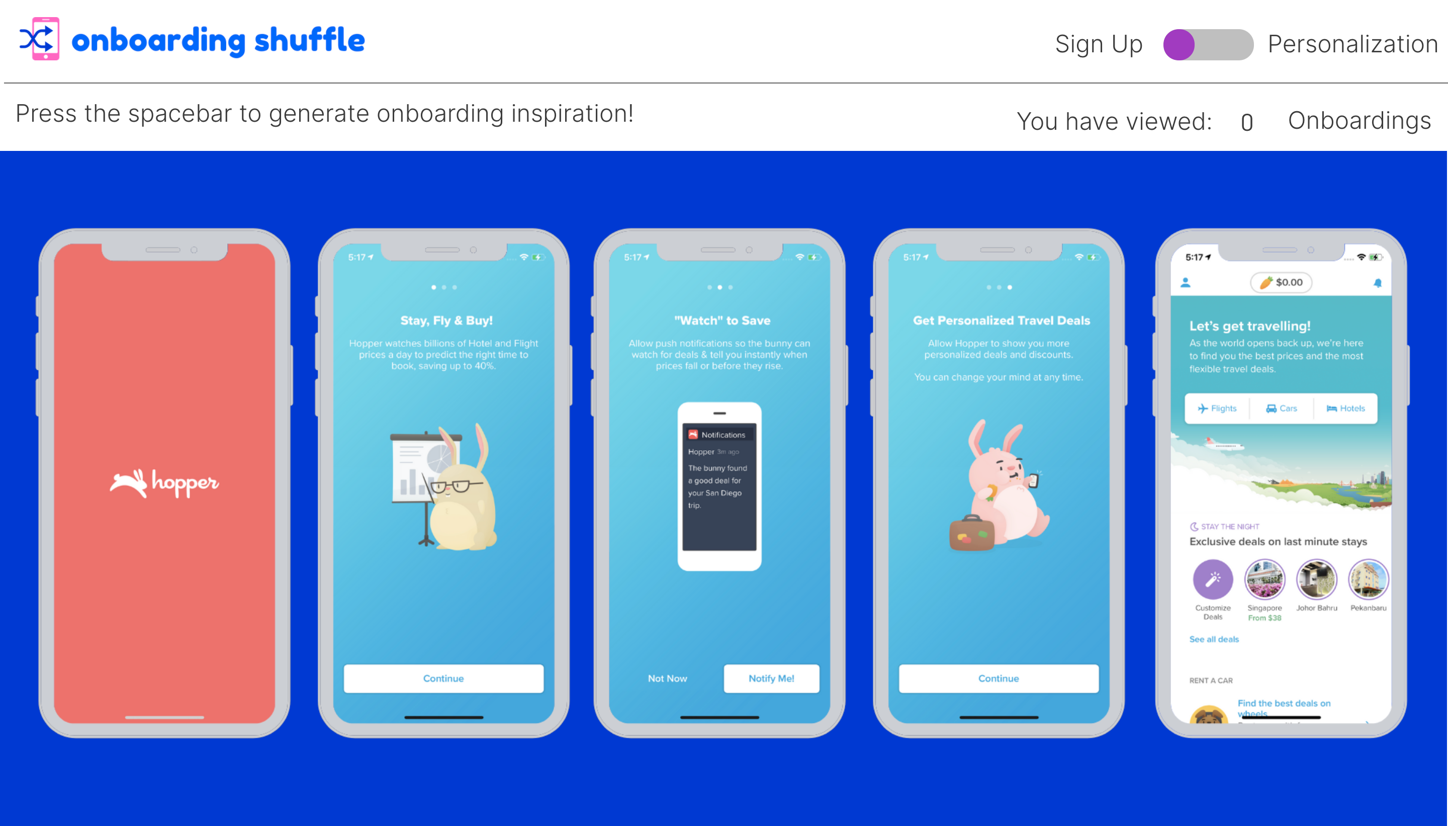 Onboarding Shuffle gallery image