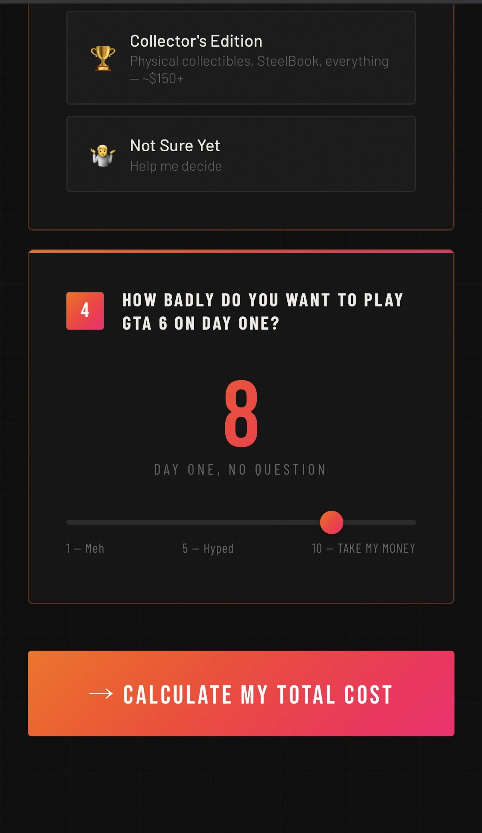 ViceCost — GTA 6 Cost Calculator screenshot 4
