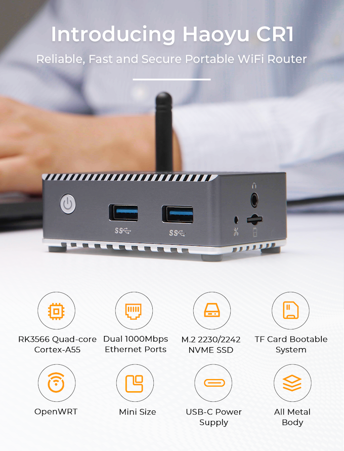 وسائط Ha Oy UC R1 - جهاز التوجيه المحمول مع منافذ Ethernet ثنائية 1000 ميغابت في الثانية 3