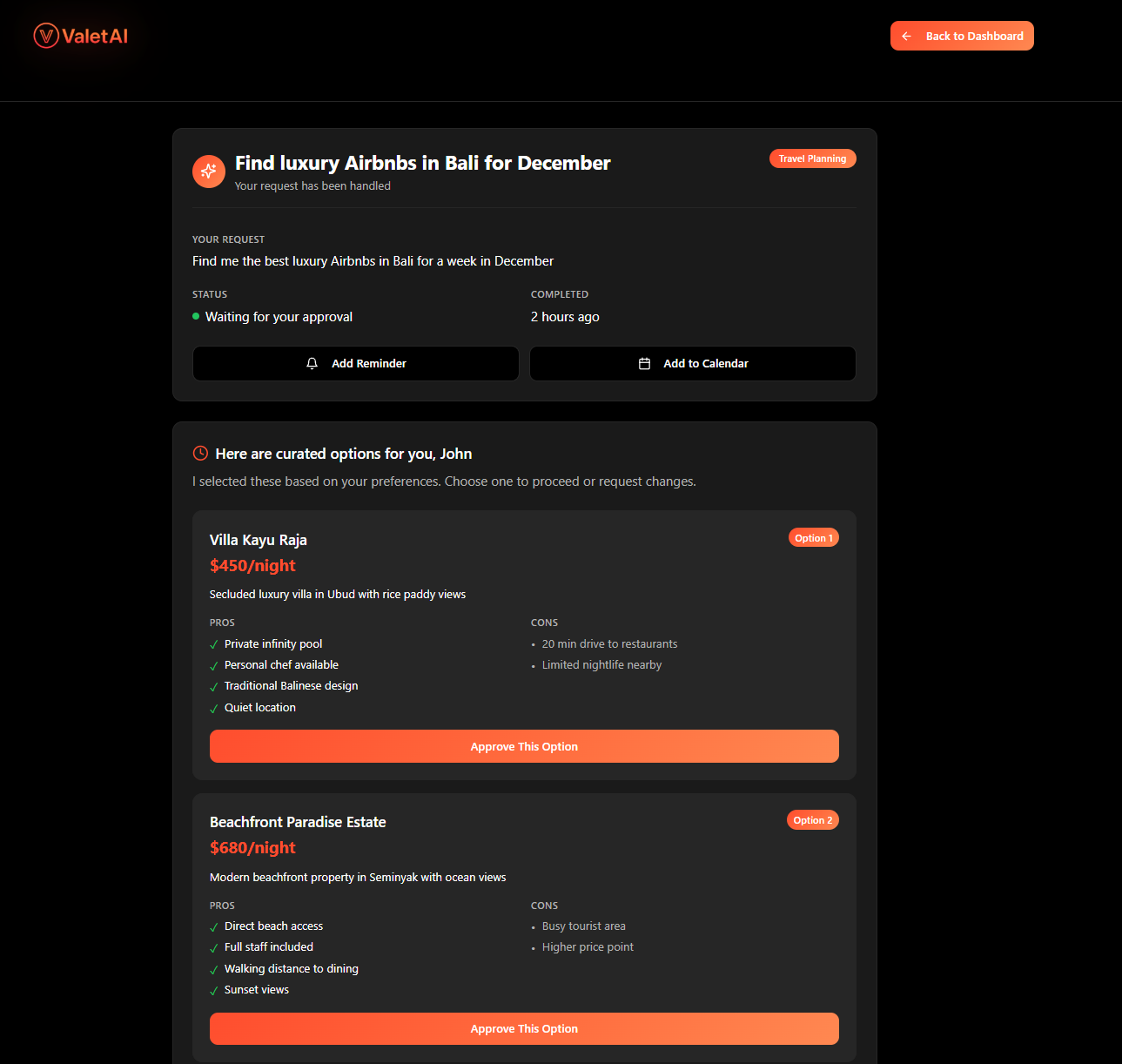 ValetAI - Screenshot 4 showing product features and functionality