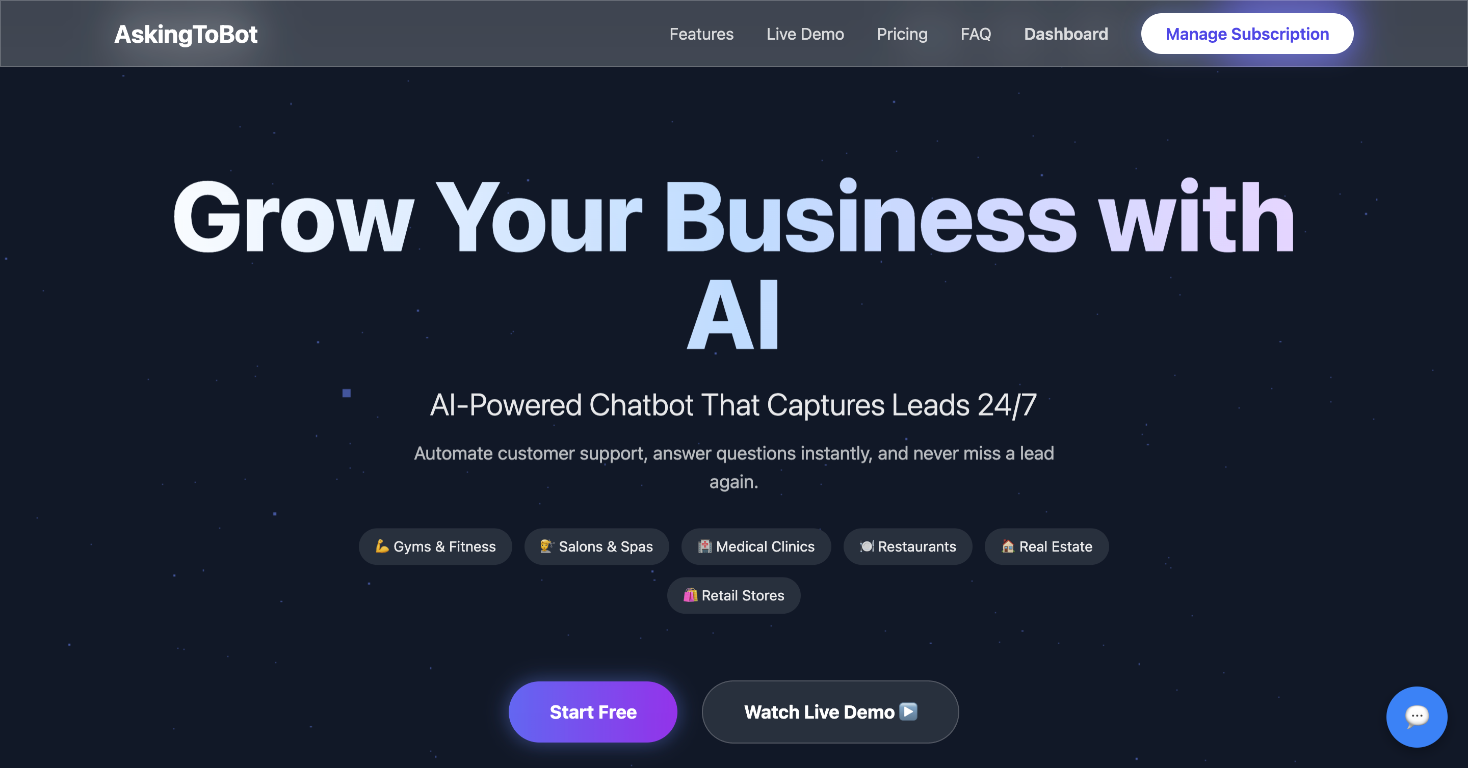 AskingtoBot - Main product screenshot demonstrating key features and user interface