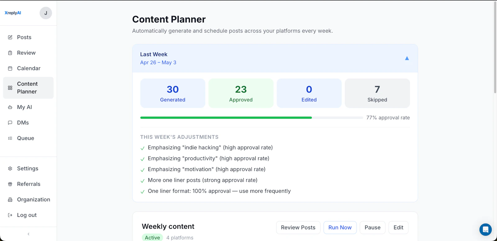 AI social media manager trained on you screenshot 2