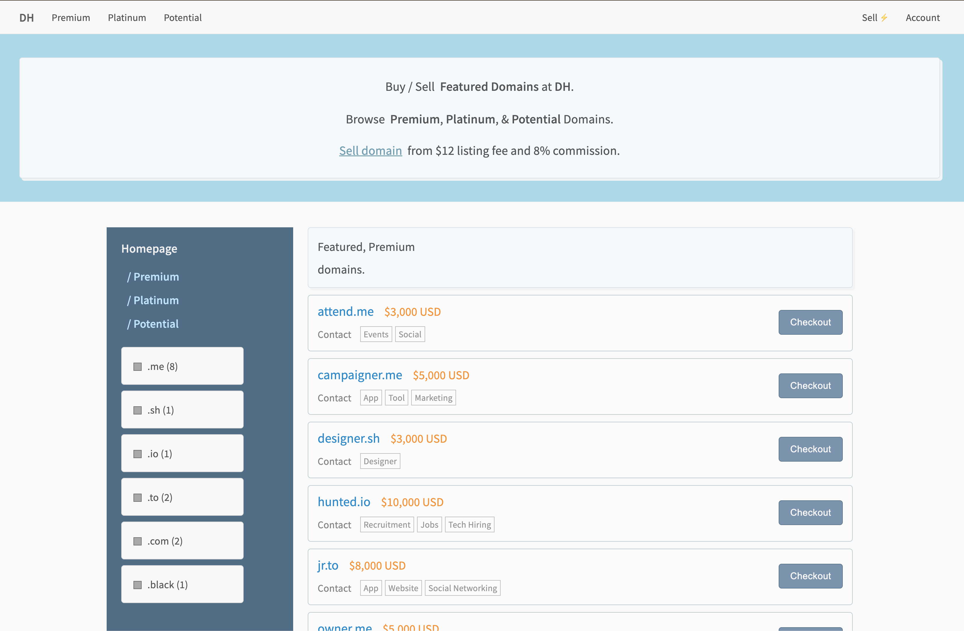 DomainHunt.com - Main product screenshot demonstrating key features and user interface
