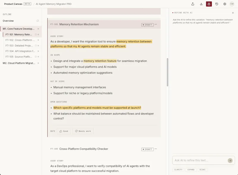 Product Canvas screenshot 3