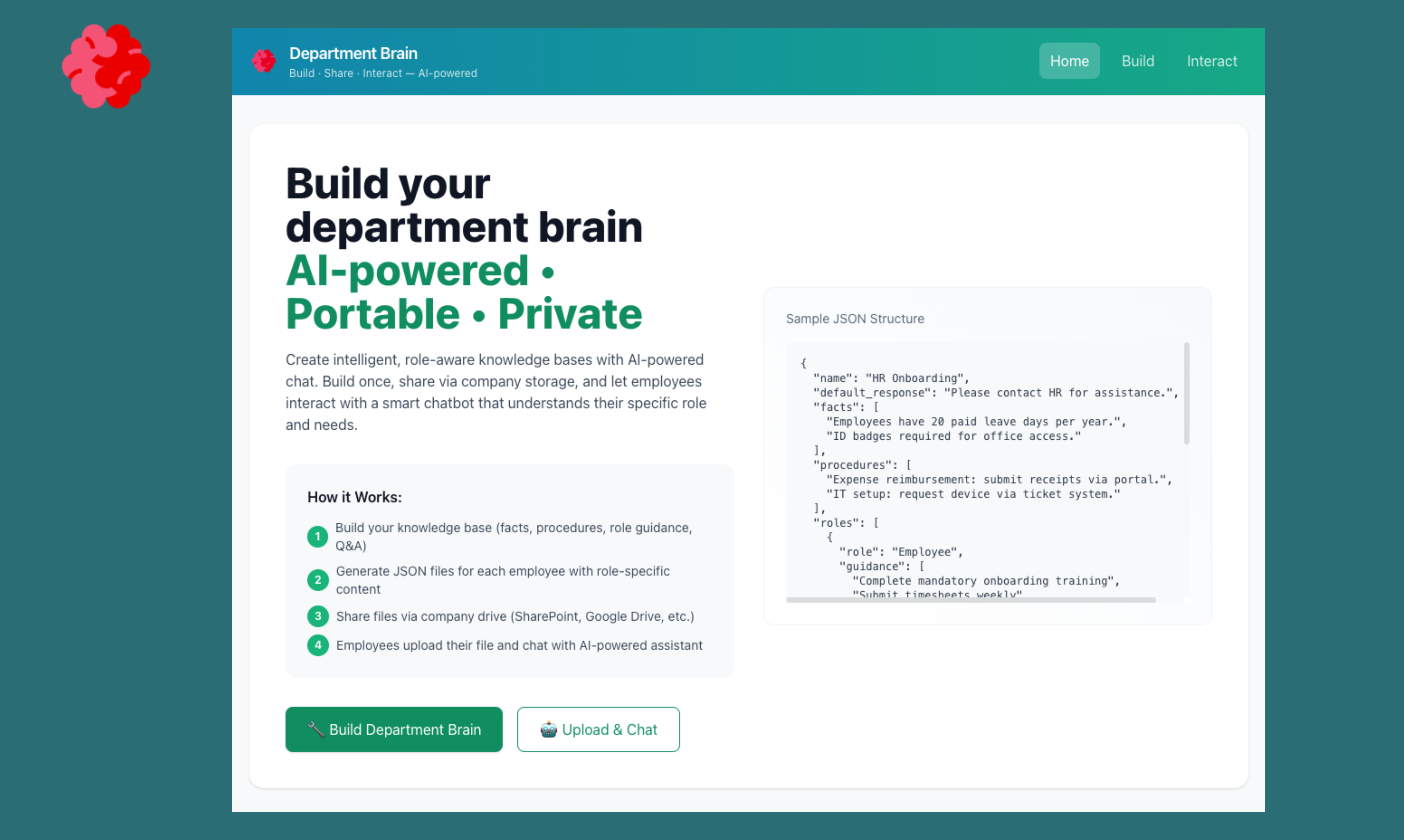 Deptbrain - Costruisci le conoscenze del dipartimento in JSON, chat tramite AI media 2