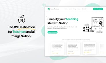 Notion4Teachersのホームページのスクリーンショットで、様々な教育リソースやツールが紹介されています。