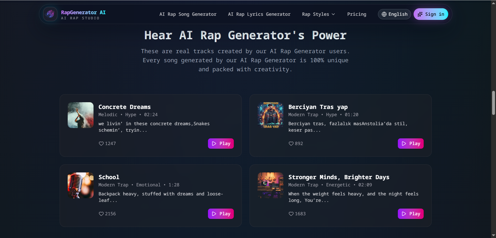 RapGenerator AI gallery image