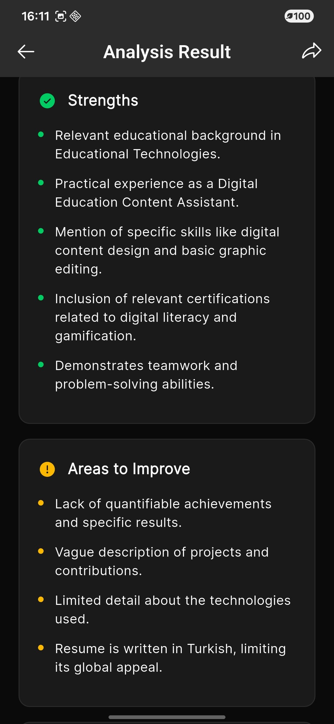 AI CV Analyzer - Screenshot 4 showing product features and functionality