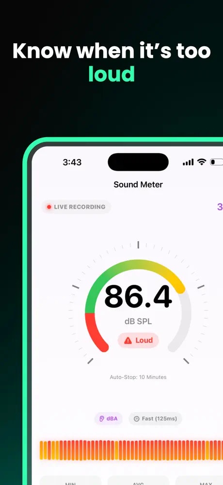 dB Meter— Real-time sound level analyzer - Screenshot 2 showing product features and functionality