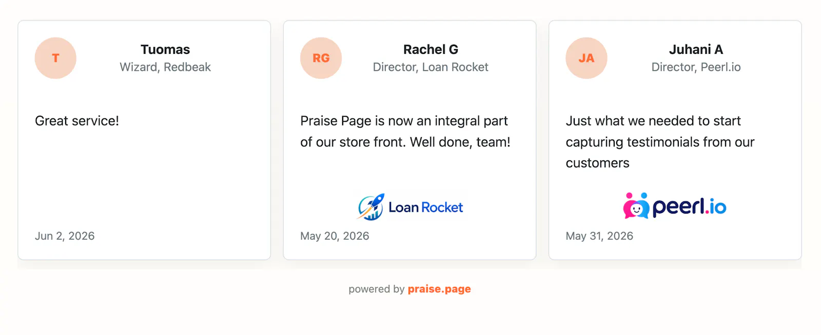 Praise.page screenshot 2