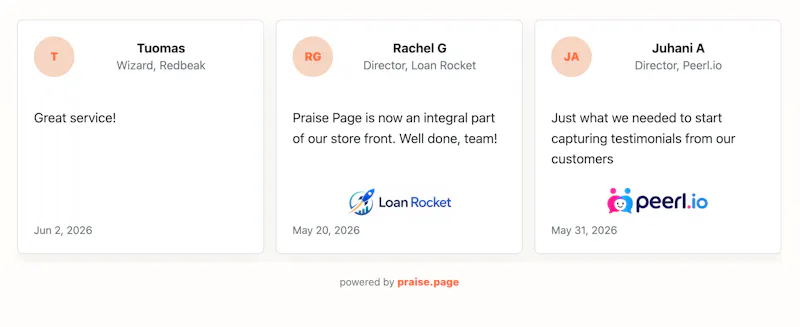 Praise.page screenshot 2