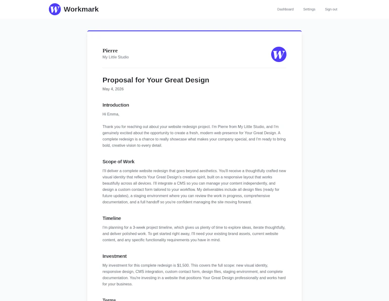 Workmark screenshot 1