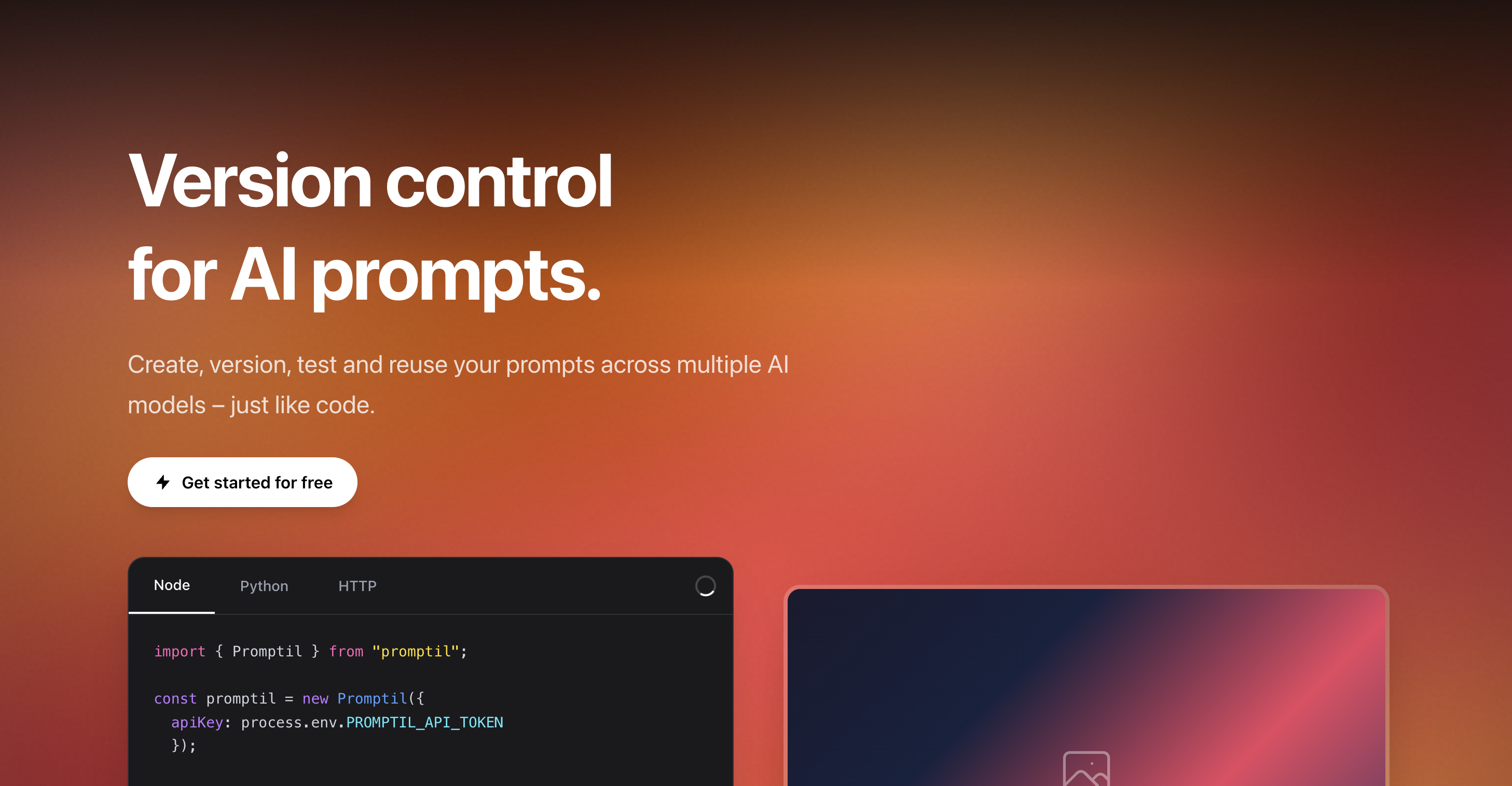 Promptil - Main product screenshot demonstrating key features and user interface