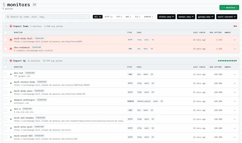 Uptimepage screenshot 2