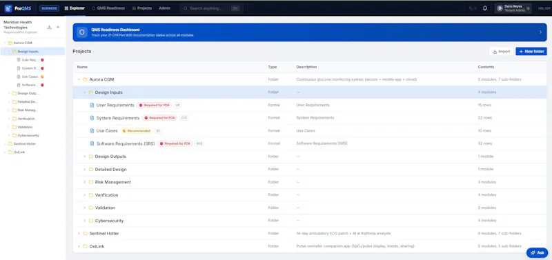 PreQMS screenshot 2