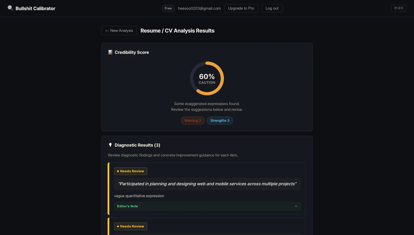 Bullshit Calibrator screenshot 3