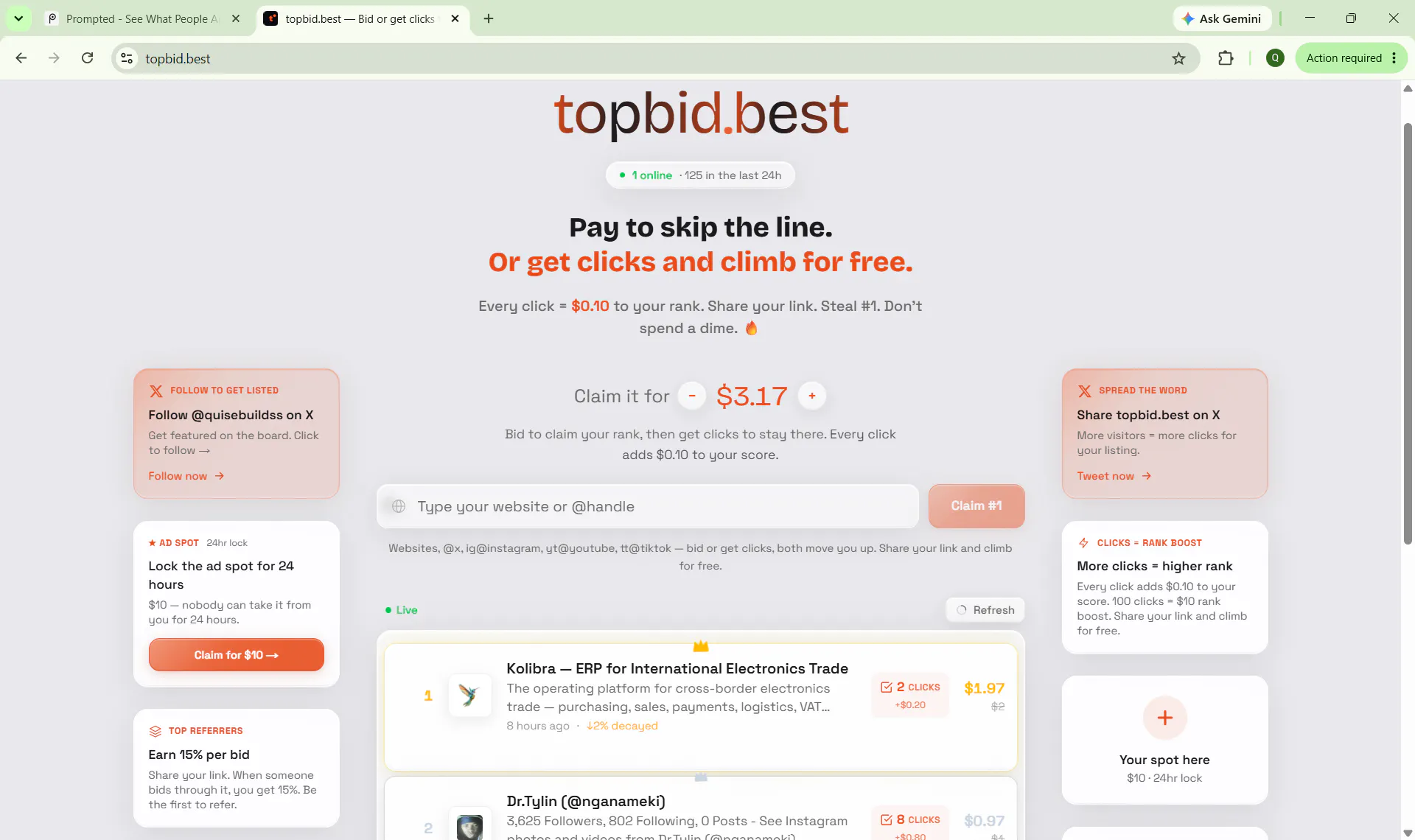 topbid - Pay or get clicks to rank #1 gallery image