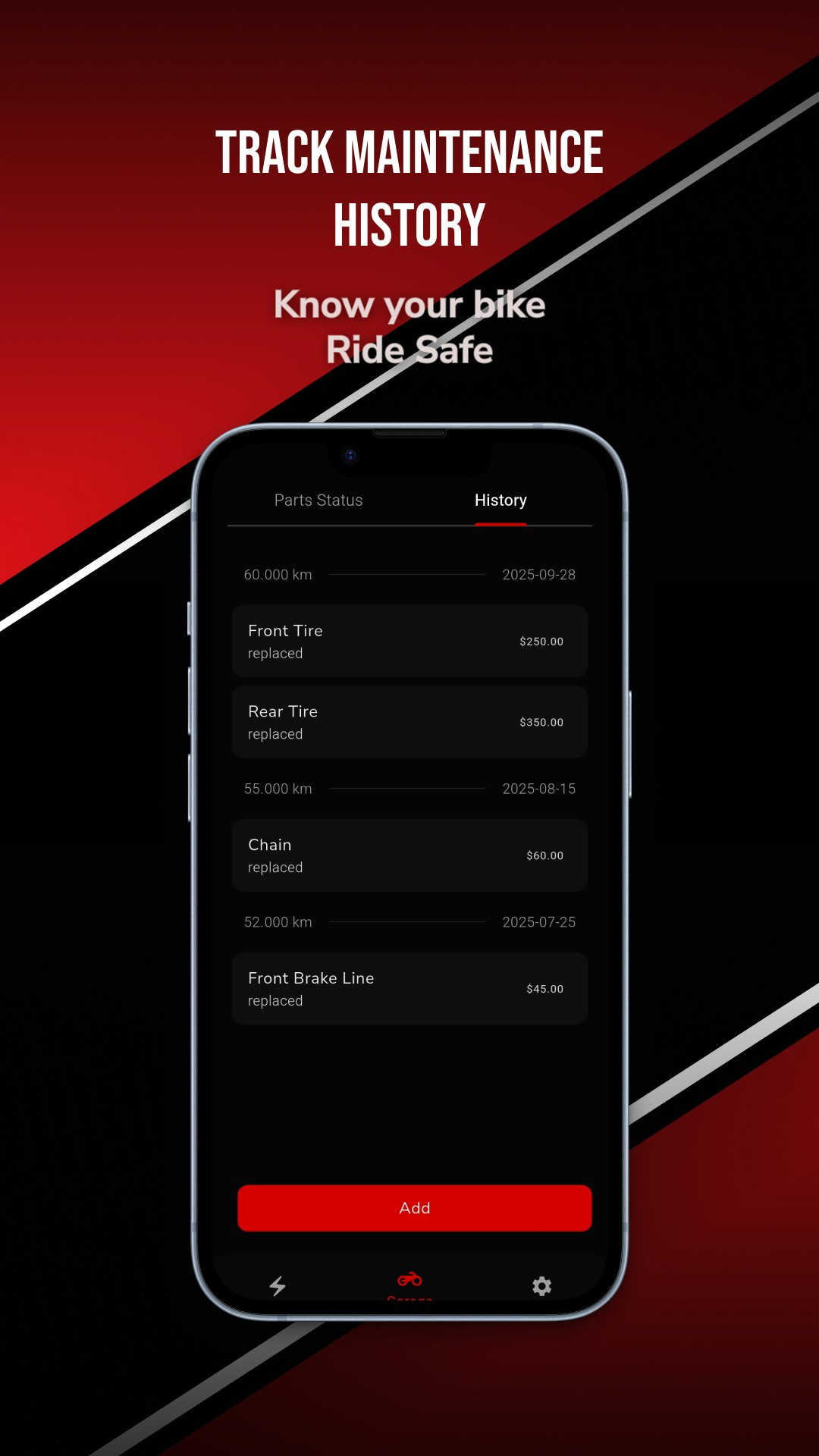 Mídia 3 de Aplicativo MotorManage - Manutenção inteligente de motocicletas, desenvolvida por motociclistas para motociclistas