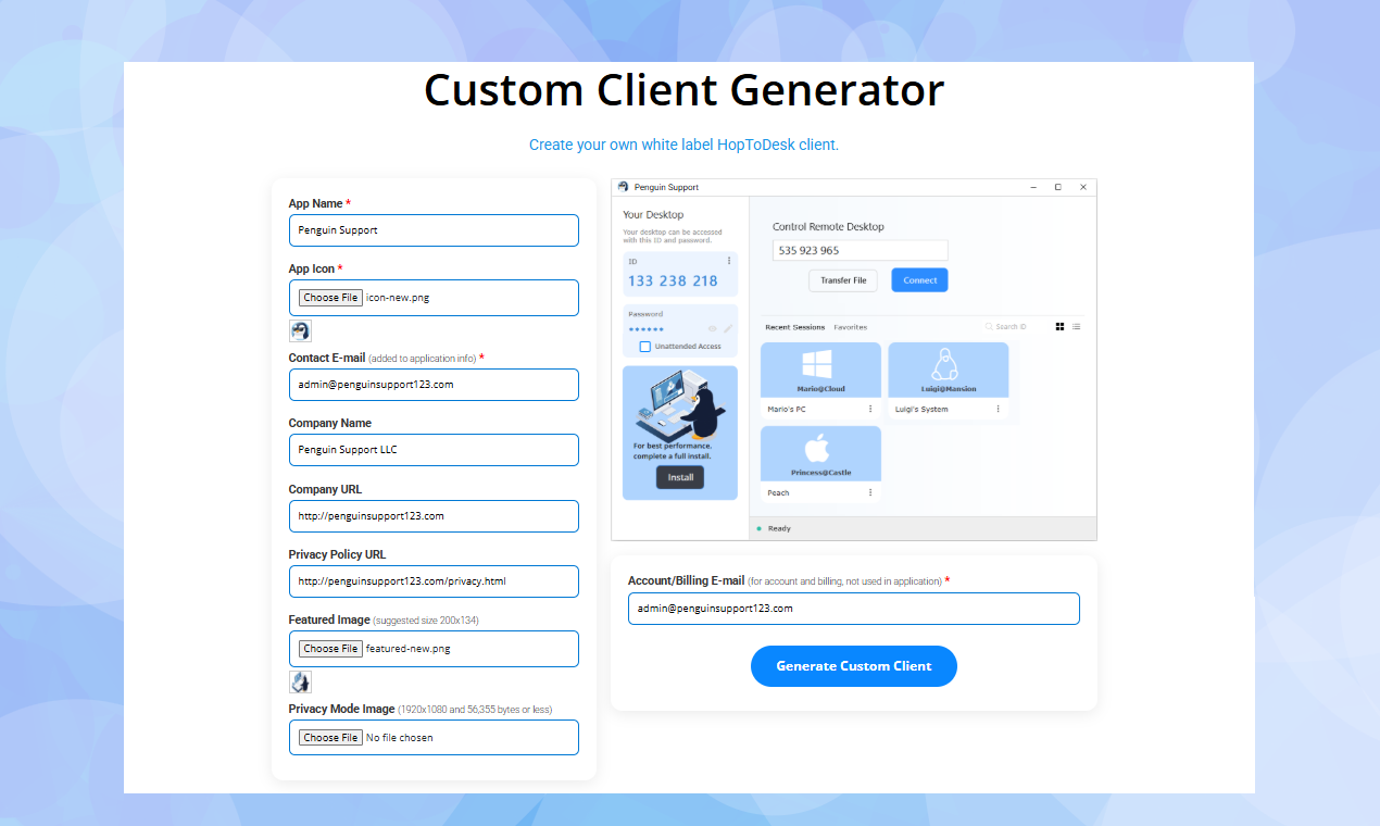 HopTodesk Custom Client Generator - ปรับแต่งเดสก์ท็อประยะไกล HopTodesk ด้วยการสร้างแบรนด์ของคุณเอง media 3