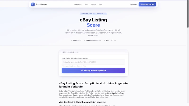ShopManage Listing Score              screenshot 1