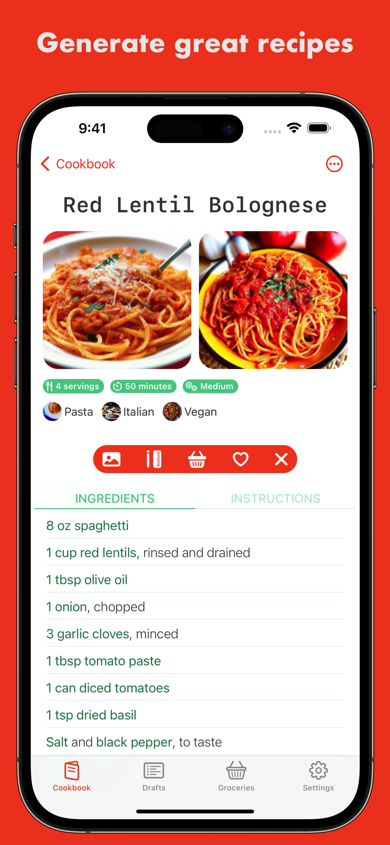 Taimoo - Ricette generate dall'integrità per la cottura personalizzata media 11