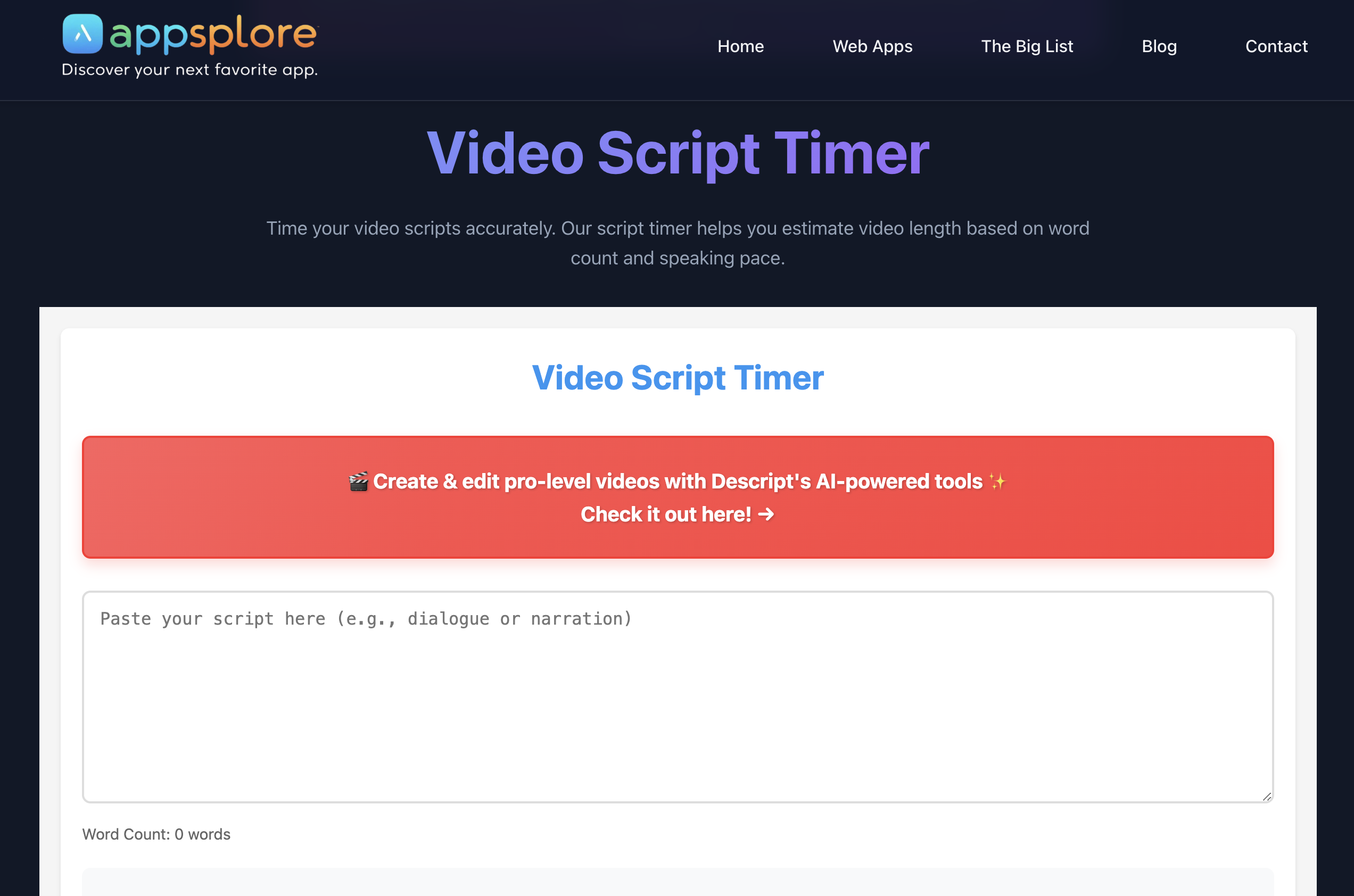 Kostenloser Video -Skript -Timer - Zeiten Sie Ihre Videoskripte für makellose Lieferung Medien 2