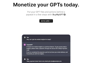 BuyMyGPT - Monetize your GPT today! gallery image