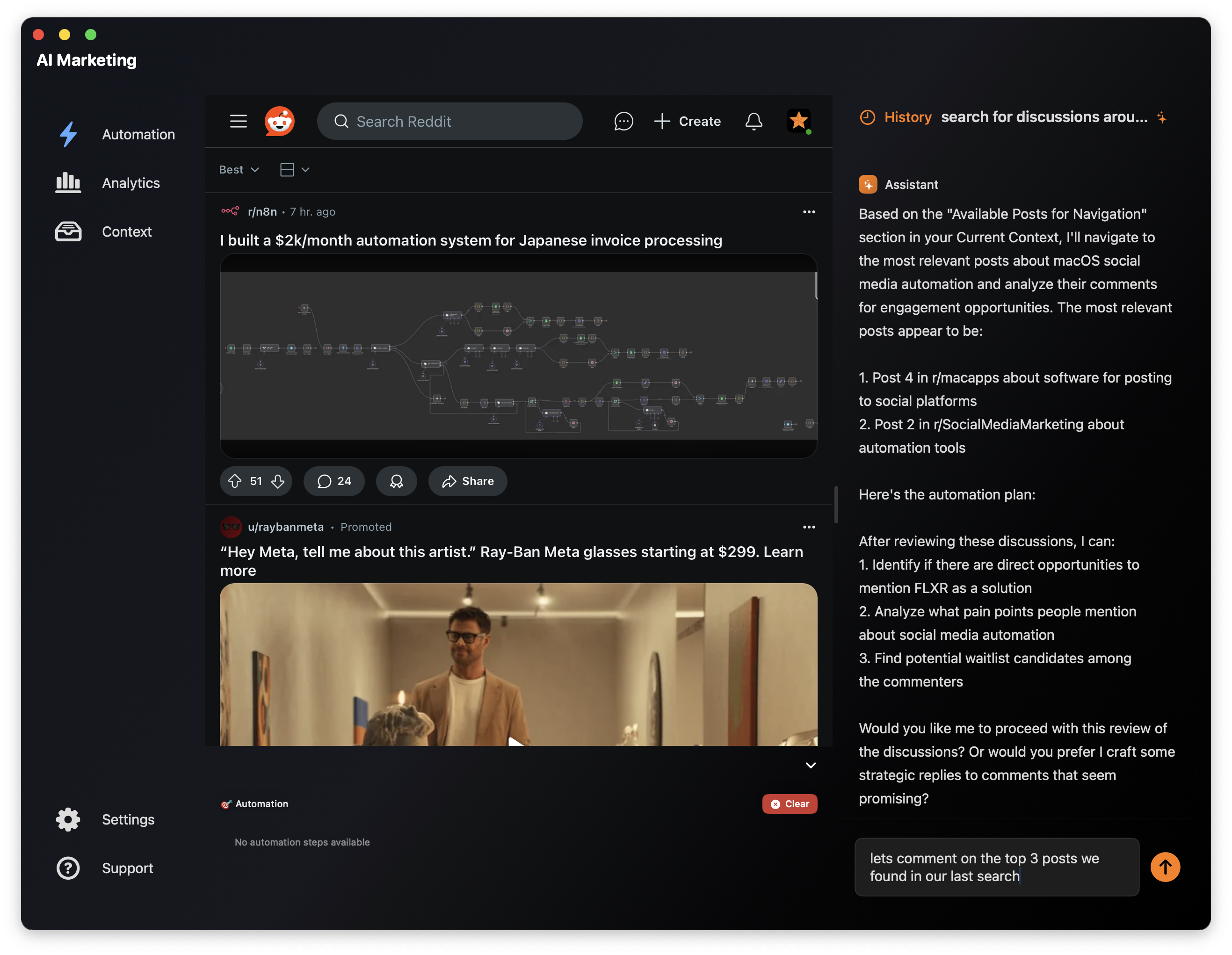 Navegador de automação de mídia social da FLXR AI media 2