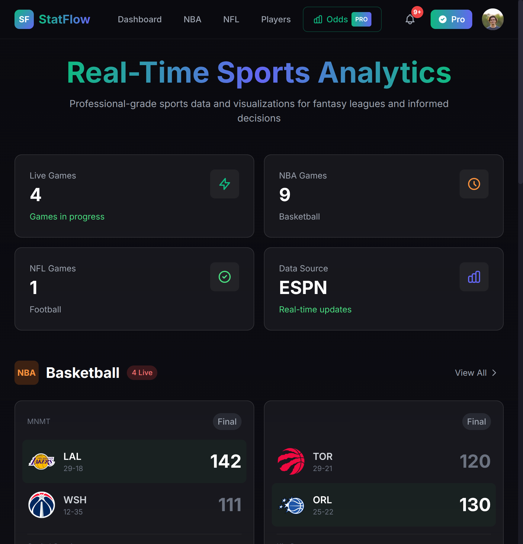 StatFlow - Main product screenshot demonstrating key features and user interface