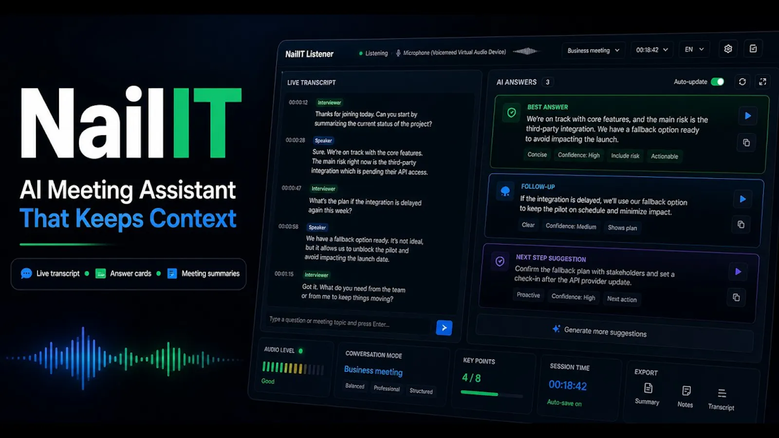 NailIT AI Meeting Assistant screenshot 1 (video preview)