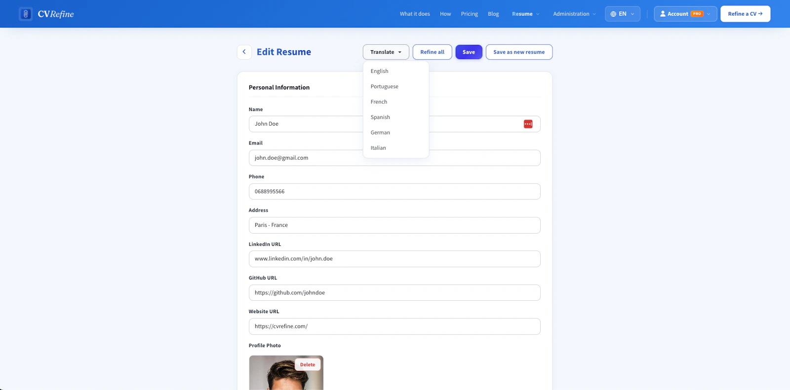 CVRefine screenshot 8