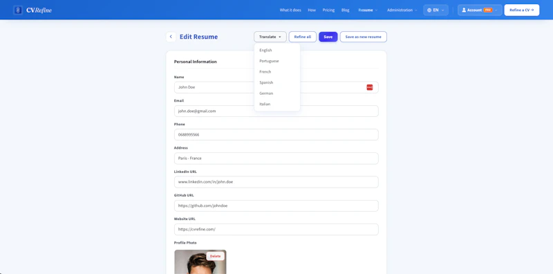 CVRefine screenshot 8